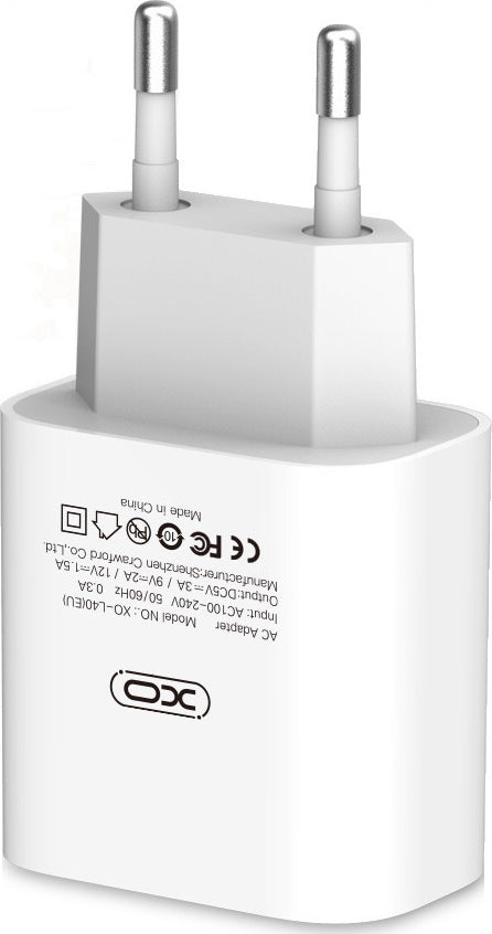 XO Φορτιστής Χωρίς Καλώδιο με Θύρα USB-C 18W Power Delivery Λευκός (L40)