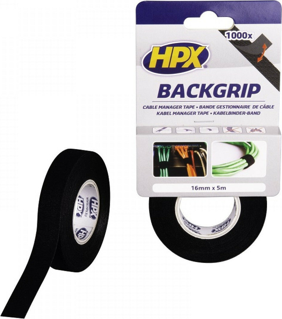 HPX Backgrip Black Αυτοκόλλητη Ταινία Διπλής Όψης Μαύρη 16mmx5m