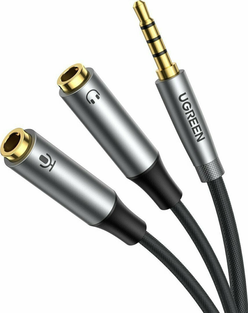 Ugreen Cable 3.5mm male - 2x 3.5mm female Γκρι 0.2m (50254)