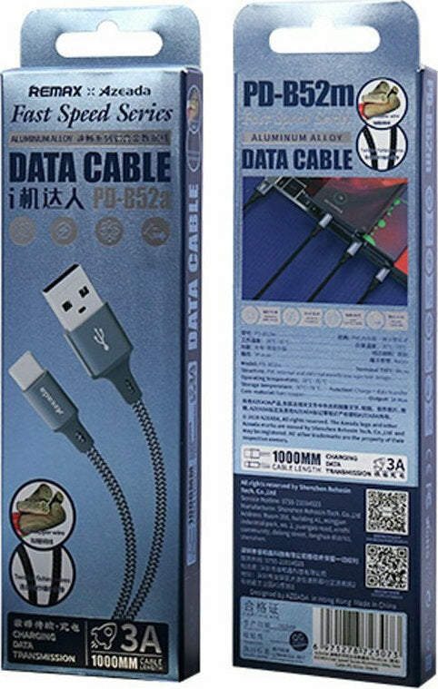 Proda Braided USB 2.0 to micro USB Cable Γκρι 1m (PD-B52M)