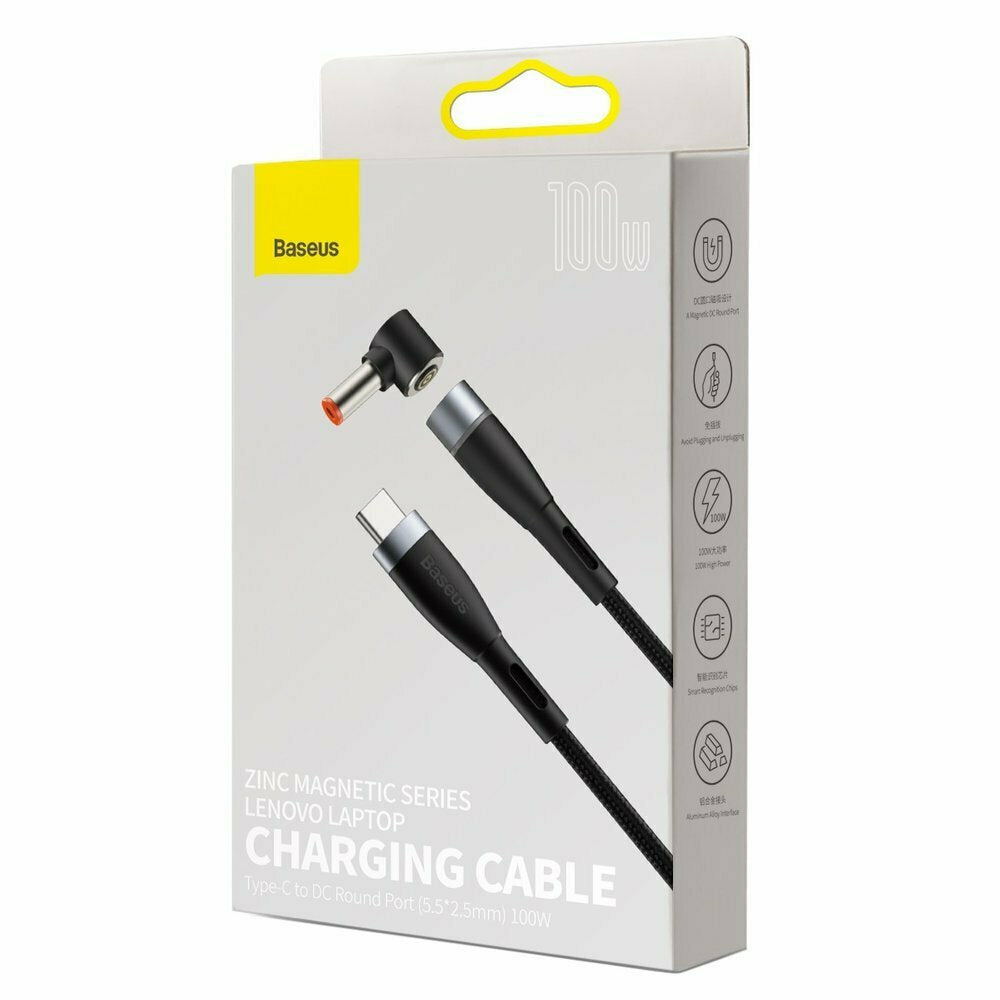 Καλώδιο Baseus Zinc Magnetic Cable, USB-C to DC 100W, PD, 2m, angled (black)