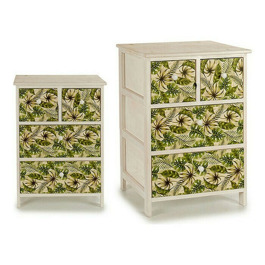 Ραφιέρα Αποθήκευσης με 3 Συρτάρια Light Natural / Green Μ50xΠ32xΥ69εκ. MDF