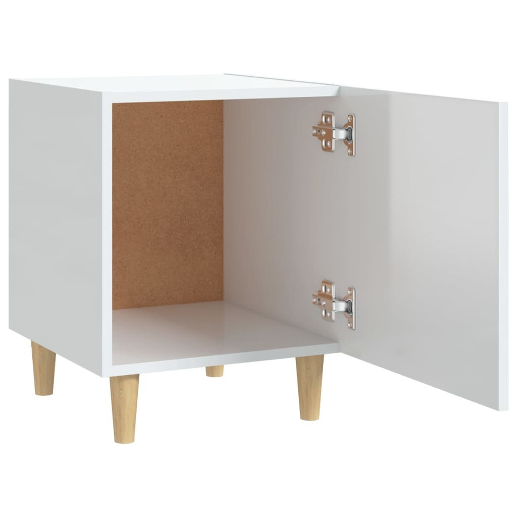 Ξύλινο Κομοδίνο Γυαλιστερό Λευκό 40x40x50cm 812054