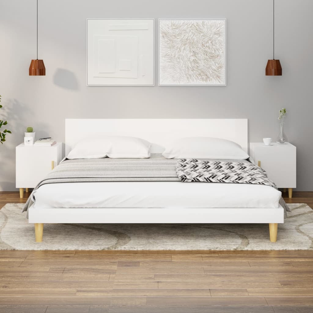 Ξύλινο Κομοδίνο Γυαλιστερό Λευκό 40x40x50cm 812054