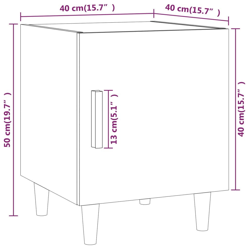 Ξύλινο Κομοδίνο Γυαλιστερό Λευκό 40x40x50cm 812054