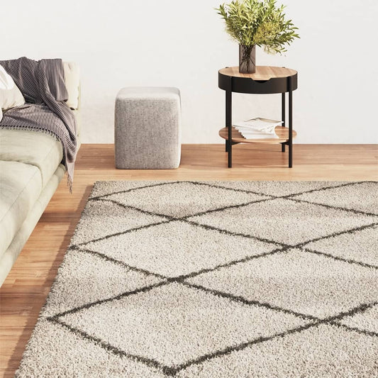 vidaXL Shaggy Χαλί Μαύρο / Κρεμ 160x230εκ. 342149