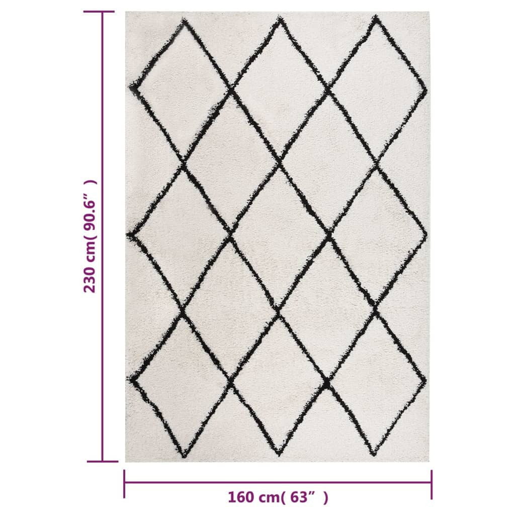 vidaXL Shaggy Χαλί Μαύρο / Κρεμ 160x230εκ. 342149