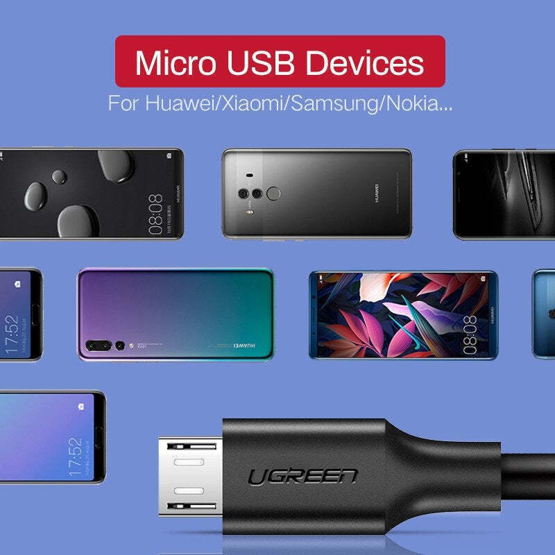 Ugreen Regular USB 2.0 to micro USB Cable Λευκό 1.5m 1τμχ