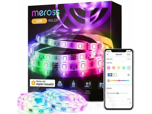 Meross Smart Ταινία LED MSL320 Wi-Fi 12V RGB Φως 2x5m με Τροφοδοτικό & WiFi Controller MSL320HK(EU)-10M