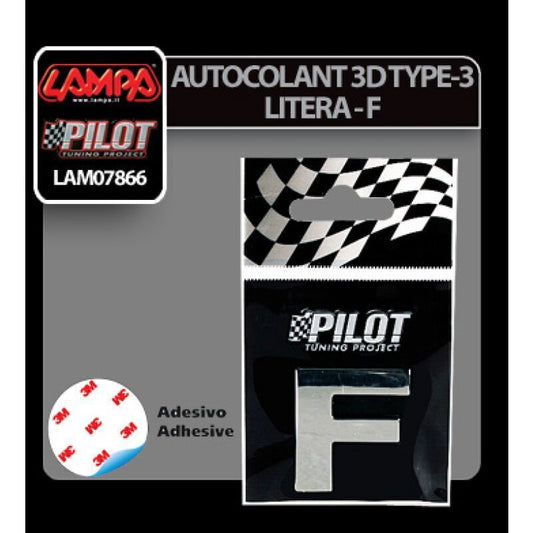 Lampa Αυτοκόλλητο Γράμμα Αυτοκινήτου Χρωμίου 3D "F" 2.8cm 07866