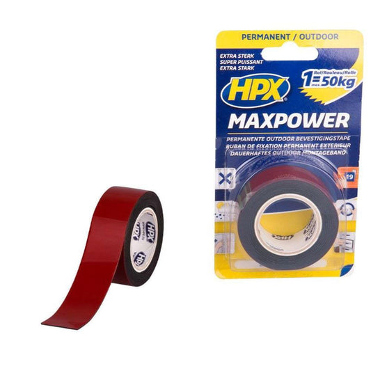 HPX Max Power Outdoor Black Αυτοκόλλητη Ταινία Διπλής Όψης Μαύρη 25mmx1.5m