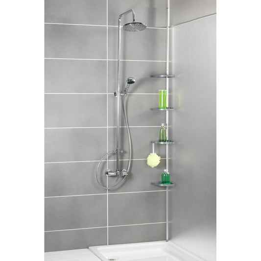 Wenko Easy 320801121 Γωνιακή Επιδαπέδια Ραφιέρα Μπάνιου Μεταλλική με 4 Ράφια 26x19.5x265cm Γκρι