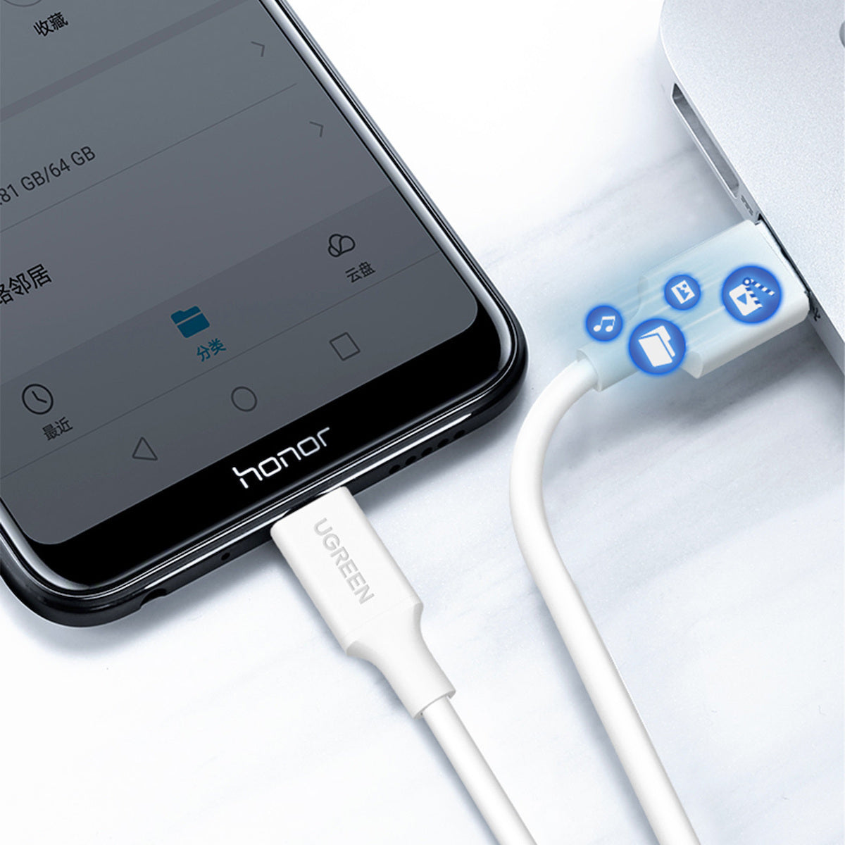 Ugreen Regular USB 2.0 to micro USB Cable Λευκό 0.5m 1τμχ
