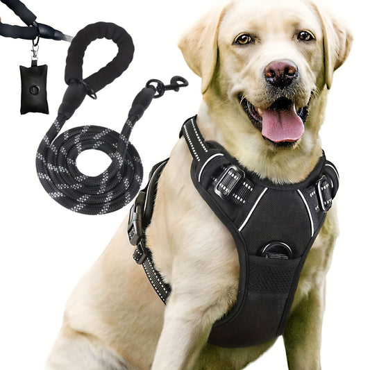 3 τεμ. Escape-proof σετ λουριών για σκύλους με λουρί και σακούλα για κακά - Ιδανικό για μεσαίους και μεγάλους σκύλους που περπατούν, ρυθμιζόμενο και μαλακό
