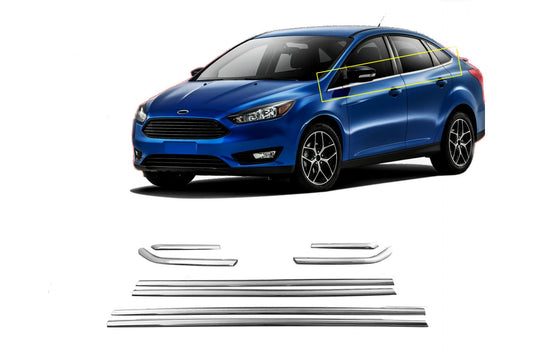TRIM ΠΑΡΑΘΥΡΩΝ ΑΝΟΞΕΙΔΩΤΟ ΑΤΣΑΛΙ ΧΡΩΜΙΟ S-DIZAYN ΓΙΑ FORD FOCUS SEDAN 2011+ - 8 TEM.
