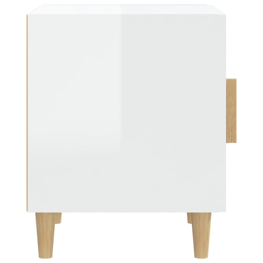 Ξύλινο Κομοδίνο Γυαλιστερό Λευκό 40x40x50cm 812054