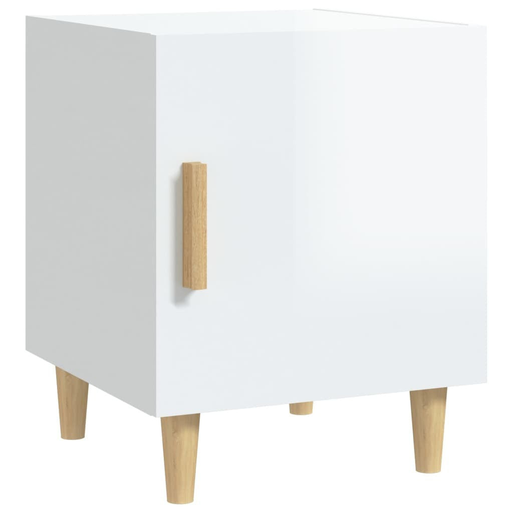 Ξύλινο Κομοδίνο Γυαλιστερό Λευκό 40x40x50cm 812054