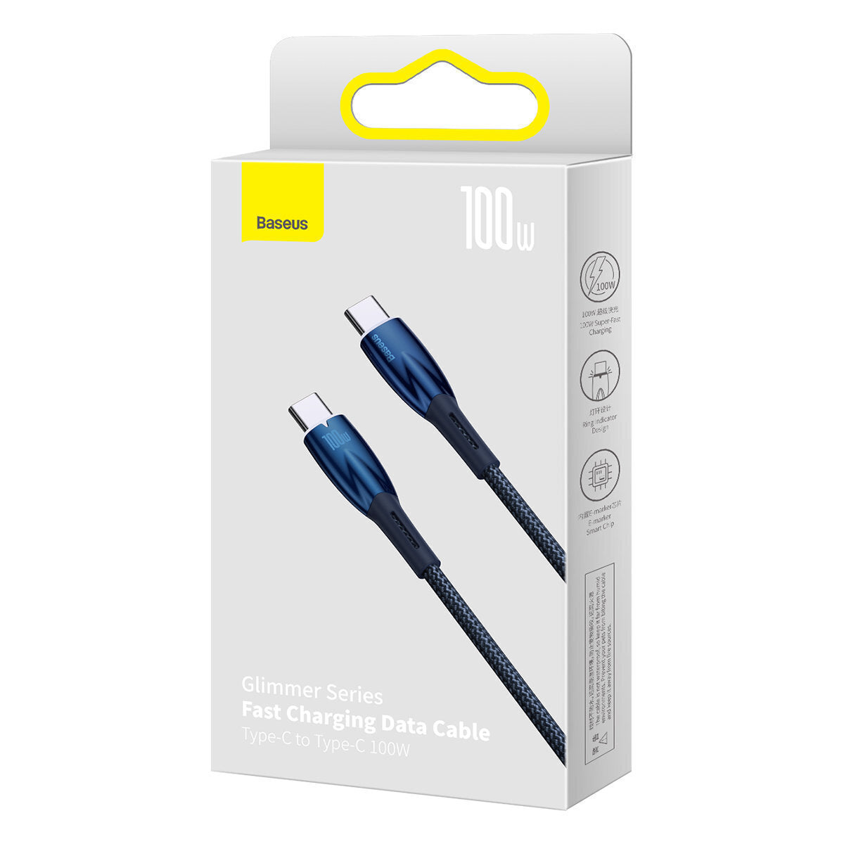 Καλώδιο USB-C cable for USB-C Baseus Glimmer Series, 100W, 1m (Blue) (6932172618032)