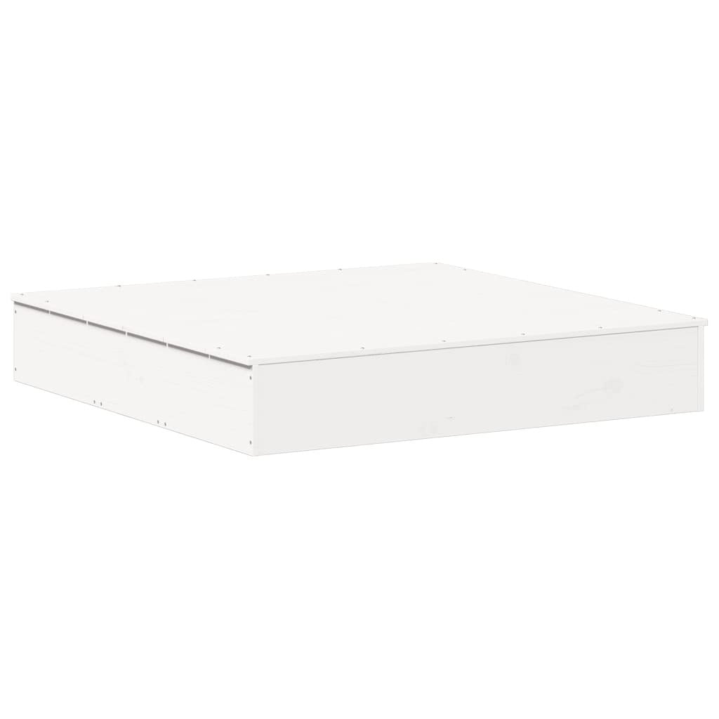 Vidaxl Αμμοδόχος Με Κάλυμμα Λευκή 111x111x19,5 Εκ. Μασίφ Ξύλο Πεύκου - Λευκό
