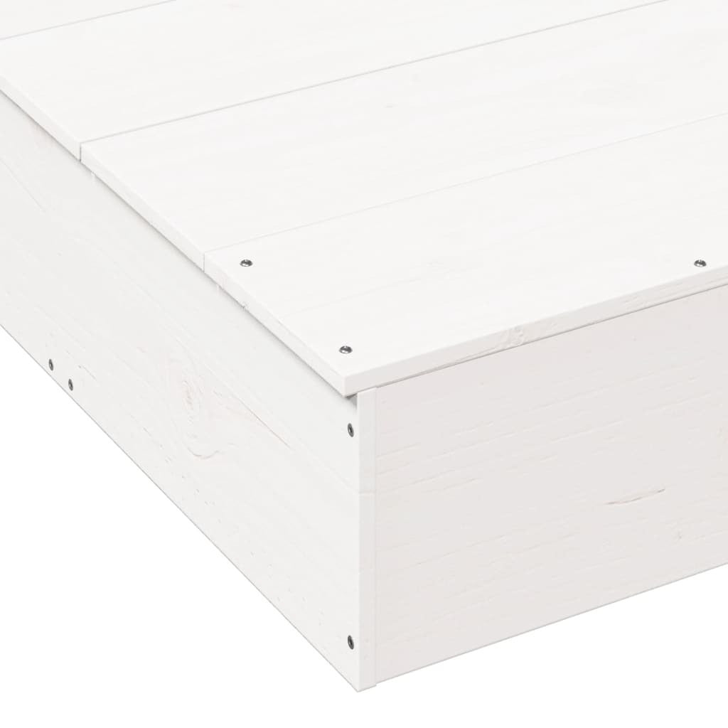 Vidaxl Αμμοδόχος Με Κάλυμμα Λευκή 111x111x19,5 Εκ. Μασίφ Ξύλο Πεύκου - Λευκό