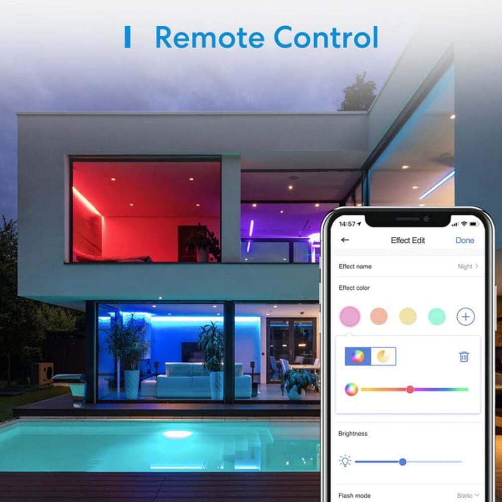 Meross Smart Ταινία LED MSL320 Wi-Fi 12V RGB Φως 2x5m με Τροφοδοτικό & WiFi Controller MSL320HK(EU)-10M