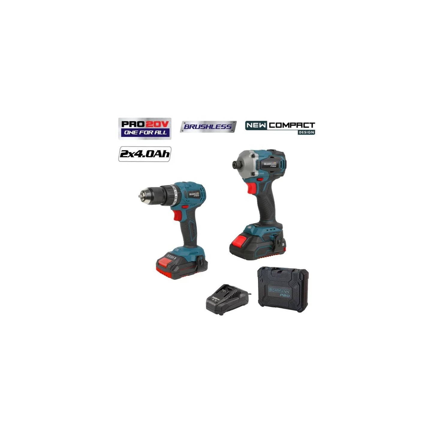 Bormann Pro BBP5003 Σετ Κρουστικό Δραπανοκατσάβιδο & Παλμικό Κατσαβίδι Brushless 20V με 2 Μπαταρίες 4Ah και Θήκη | Βίδες & μικροϋλικά