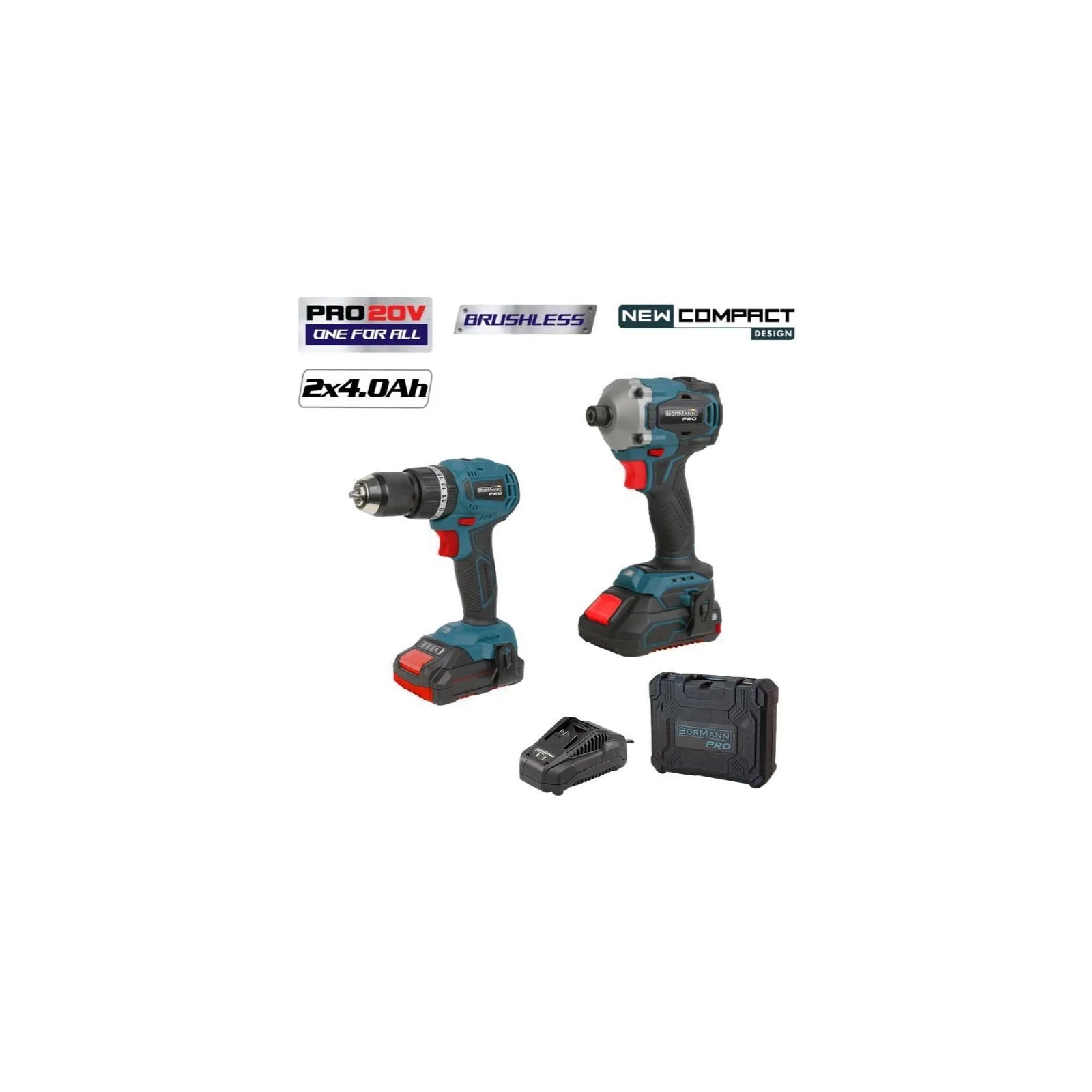 Bormann Pro BBP5003 Σετ Κρουστικό Δραπανοκατσάβιδο & Παλμικό Κατσαβίδι Brushless 20V με 2 Μπαταρίες 4Ah και Θήκη | Βίδες & μικροϋλικά