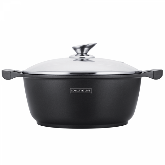 Royalty Line RL-BS32M: Marble Coated Cooking Pot and Casserole - 32cm Black
